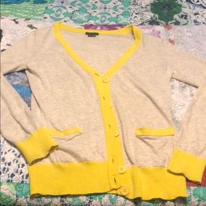 Theory beige and yellow cardigan